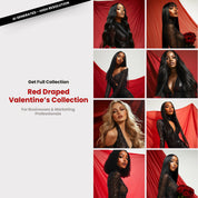 Valentine's Red Draped Editorial Stock Photo Long Straight Hair