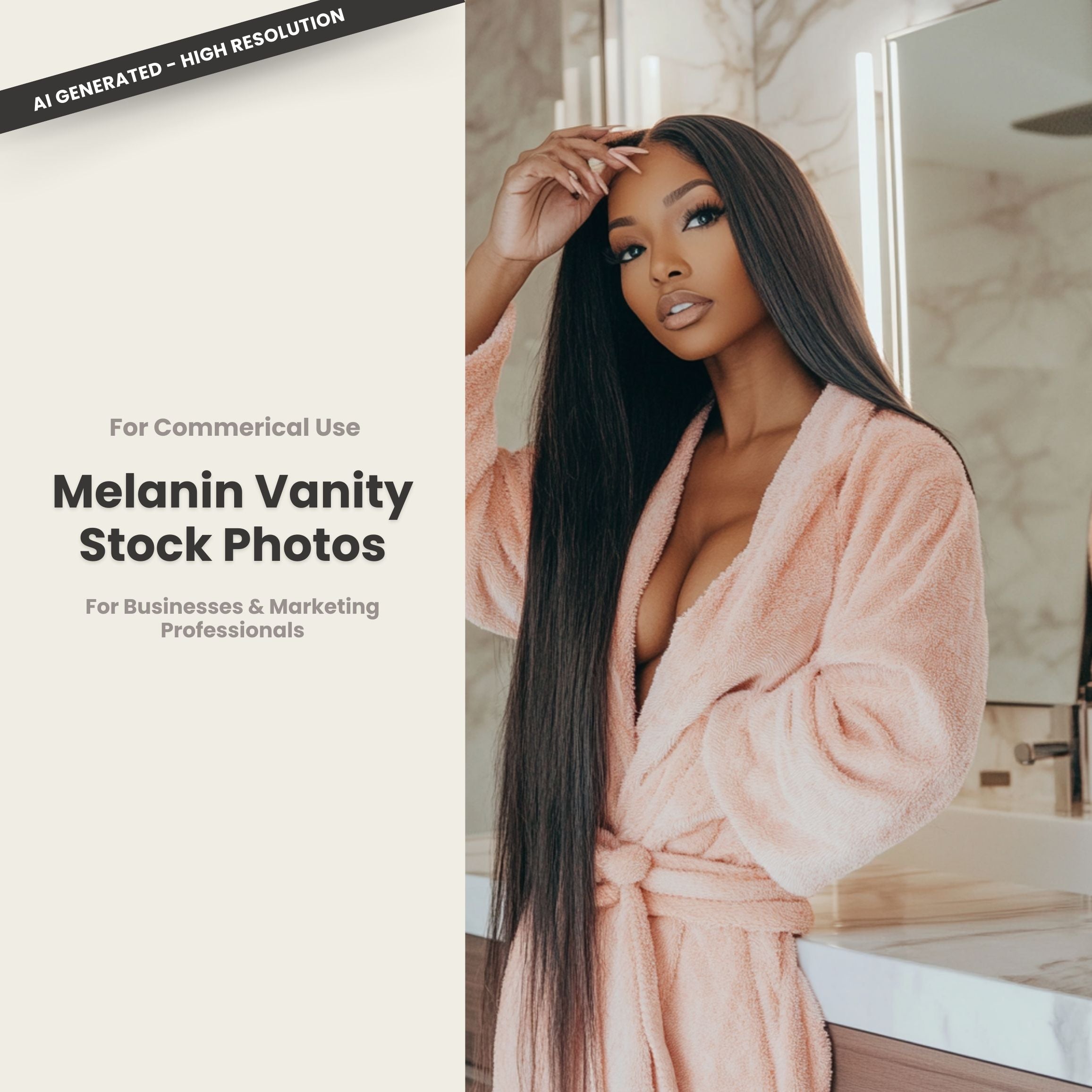 Melanin Vanity Stock Photo Long Hair