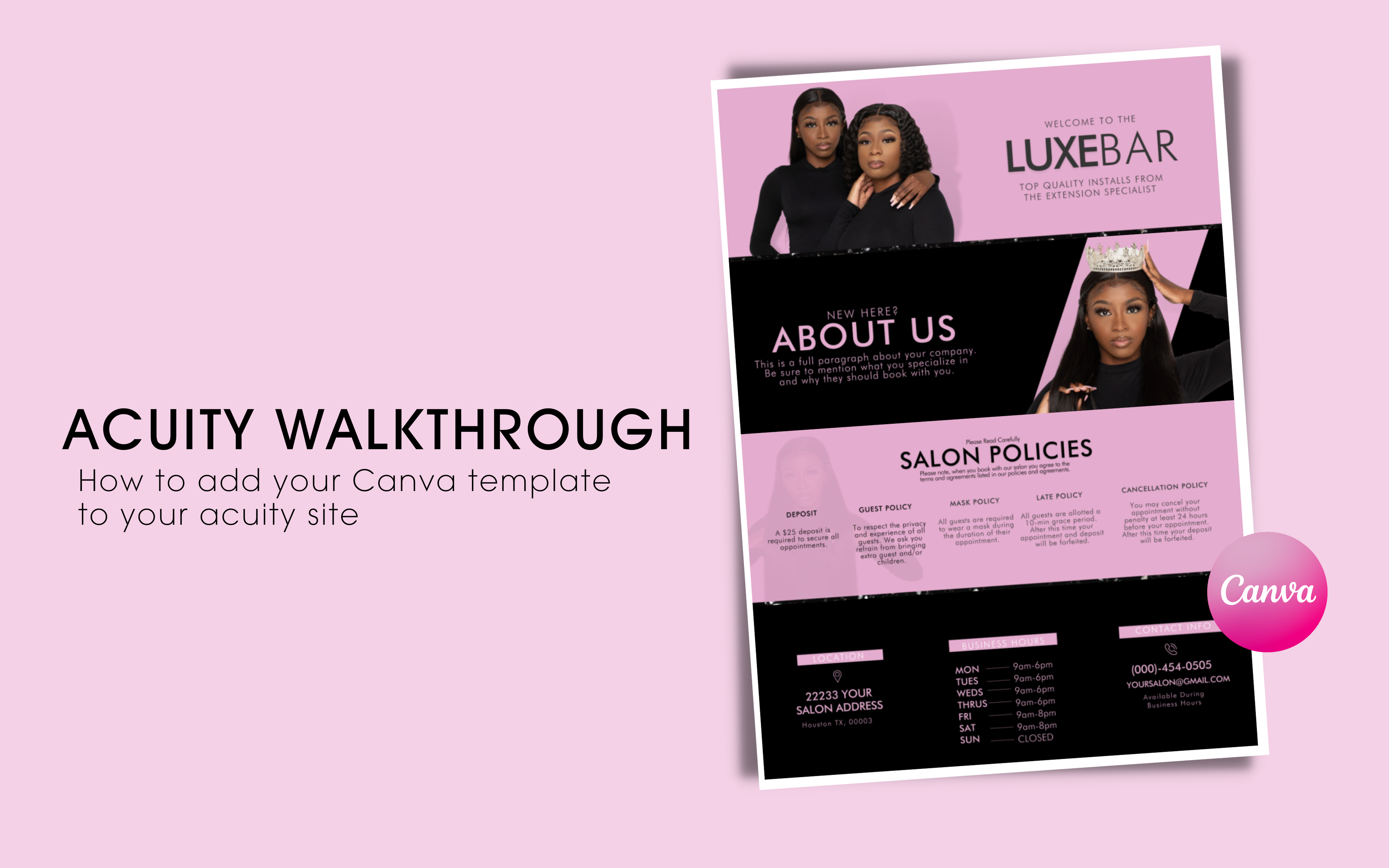 How to Add Your Acuity Canva Template To Your Acuity Scheduling Site