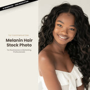 Melanin Beauty Stock Photo Youthful Model Close Up Wavy Hair