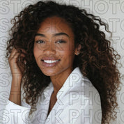 Melanin Beauty Stock Photo Youthful Model Close Up Highlights Side Part