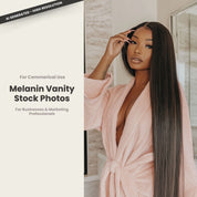 Melanin Vanity Stock Photo Long Straight Hair