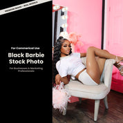 Black Barbie Stock Photo Profile Seated (Premium Image - Real Model)
