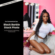 Black Barbie Stock Photo Seated Knees Closed Premium Image - Real Model)
