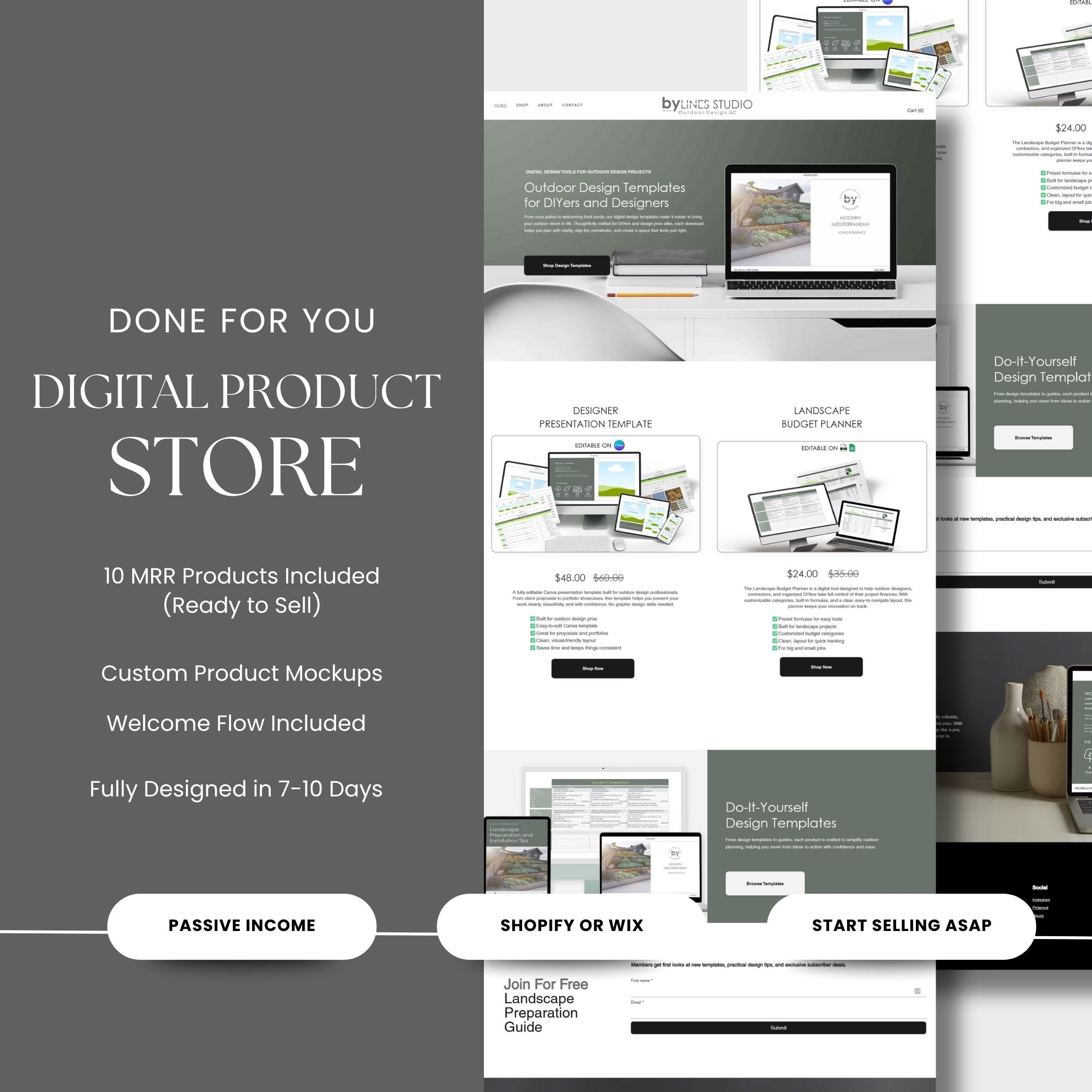 Done-For-You Digital Product Store Build for Shopify or Wix