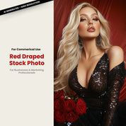 Valentine's Red Draped Editorial Photo Blonde Model