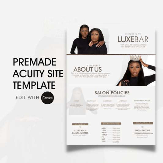 Acuity Luxe Hair Canva Template